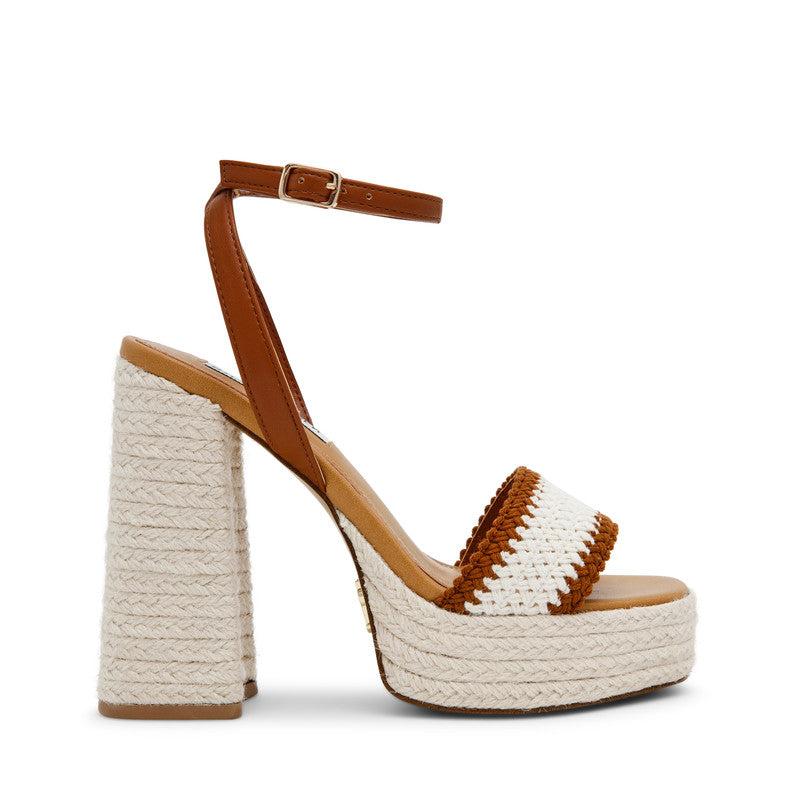 Steve Madden Florencia tan and bone heels, angled view