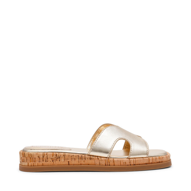 Steve Madden Benchmark Gold Women's Flat Sandals with leather material - view 2