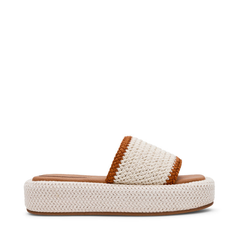 Steve Madden Beachy-W women's tan flat sandals, back view