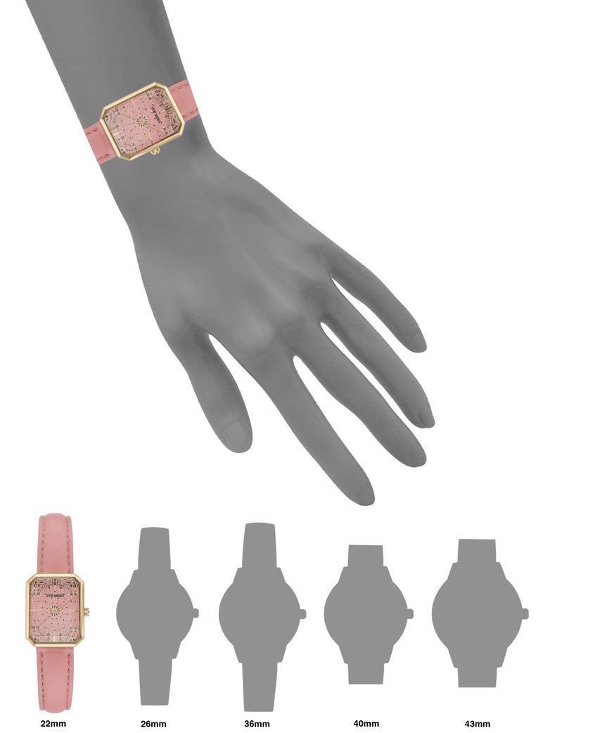 Steve Madden pink gold octagonal women's watch, case profile - view 5