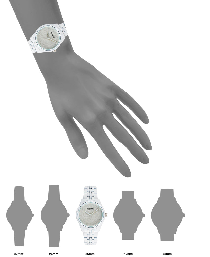 Steve Madden women's white rubberised watch, case profile - view 4
