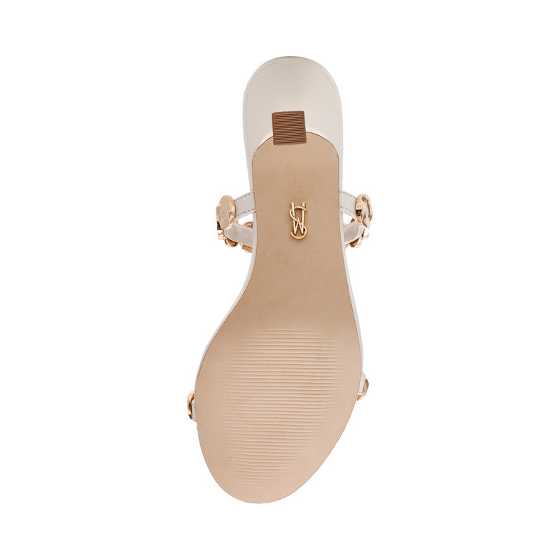 Steve Madden Annika women's bone leather heeled sandals, front view