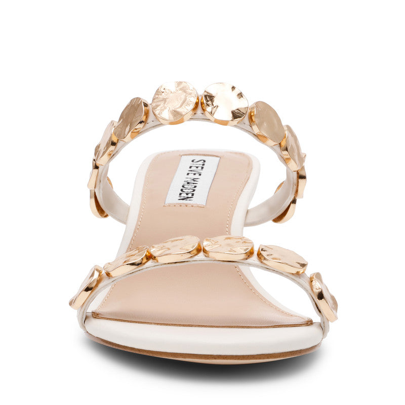 Steve Madden Annika women's bone leather heeled sandals, angled view