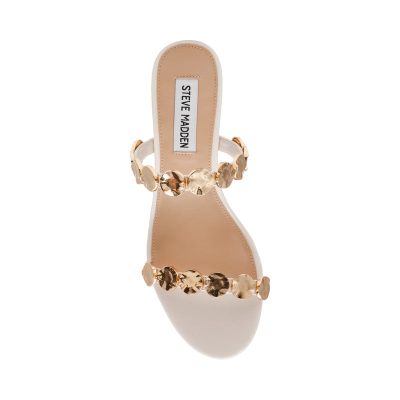Steve Madden Annika women's bone leather heeled sandals, sole view