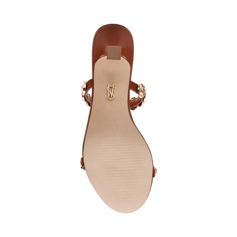 Steve Madden Annika women's cognac leather heeled sandals, front view