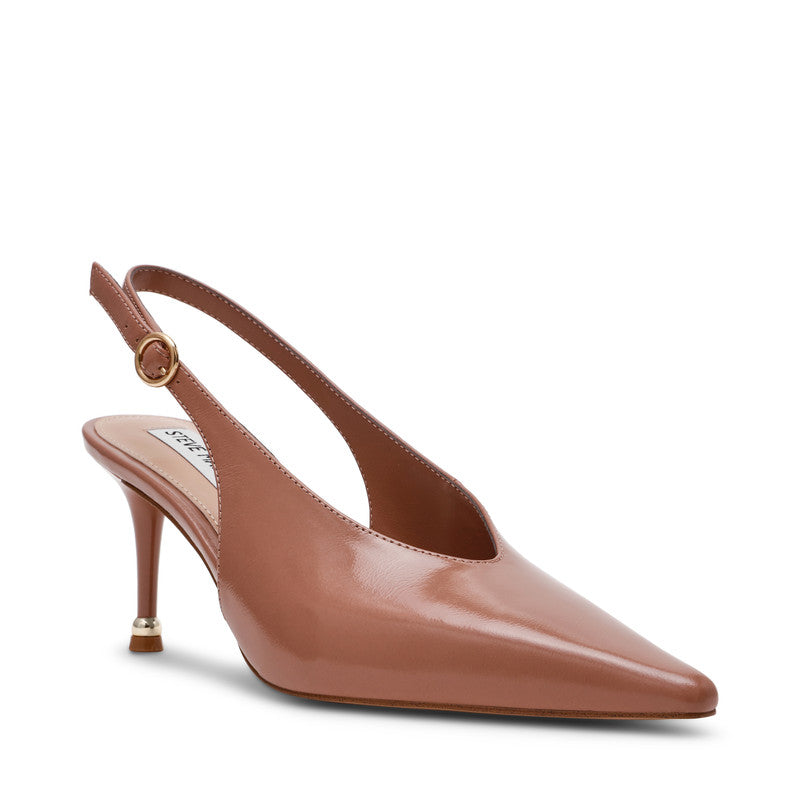 Steve Madden Archway Women's Mocha Leather Pumps - front three-quarter view