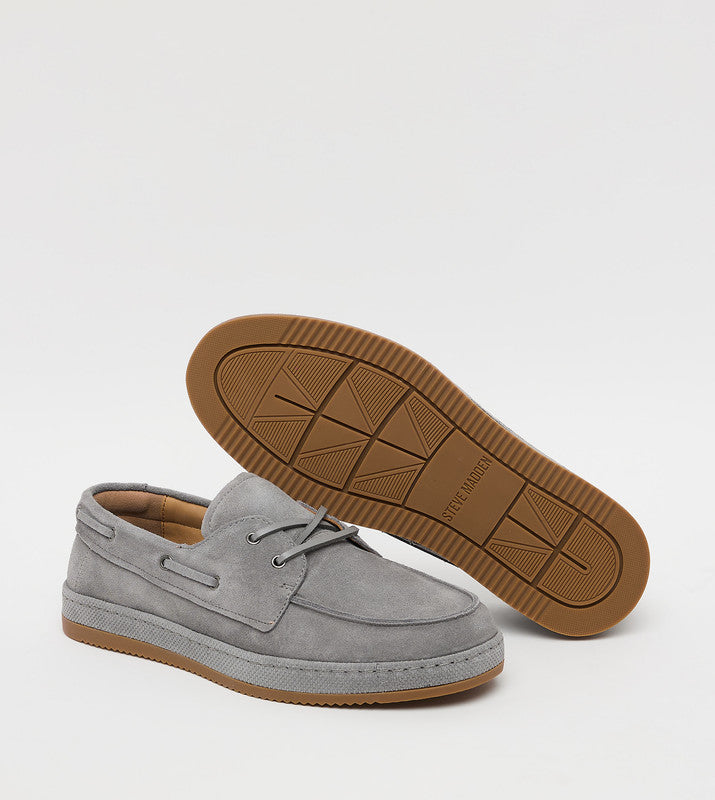 Steve Madden Argylee men's grey lace-up casual sneakers, angled view