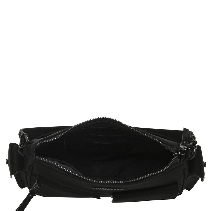 Steve Madden Beddie Women's Black Shoulder Bag - open interior view