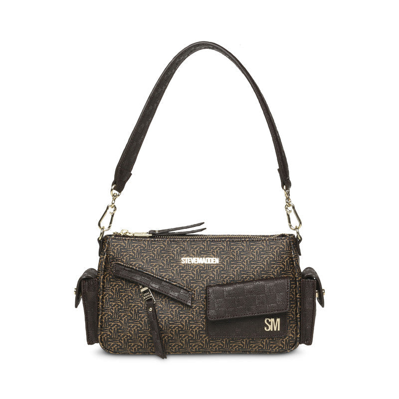 Steve Madden Beddie Women's Brown & Gold Shoulder Bag - front view
