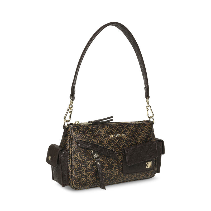 Steve Madden Beddie Women's Brown & Gold Shoulder Bag - side profile - view 5