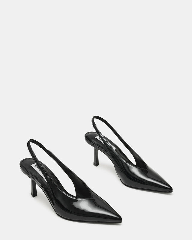 Steve Madden Brilliant women's black patent dress shoes, back view