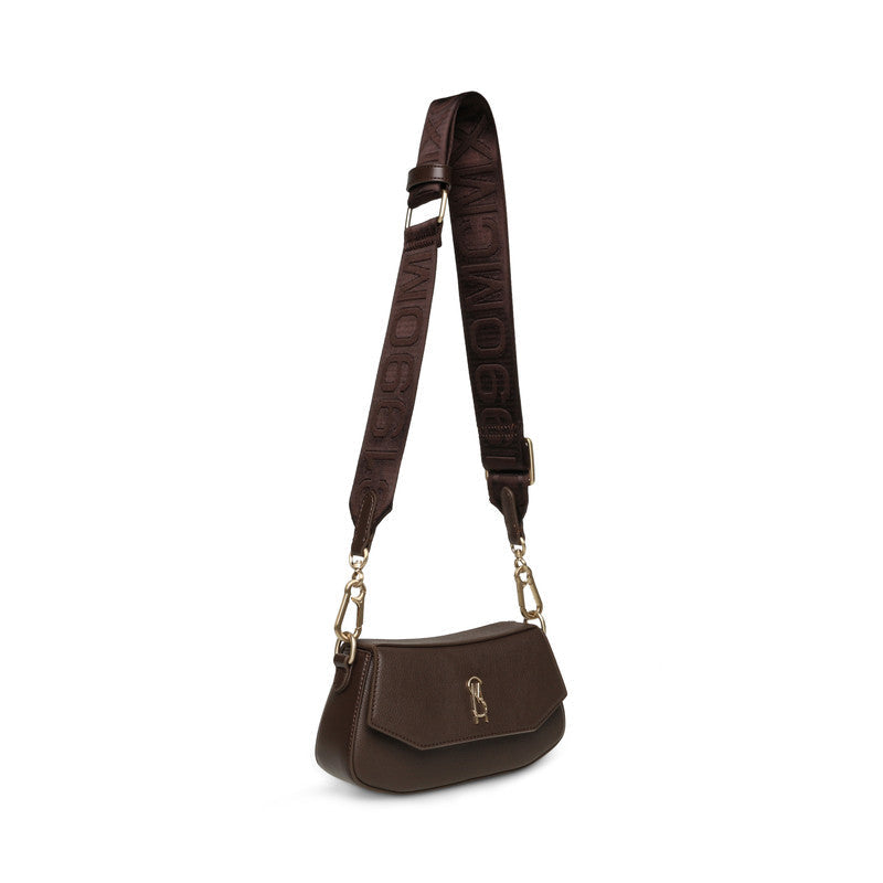 Steve Madden Btaiga-s Women's Chocolate & Gold Shoulder Bag - three-quarter view