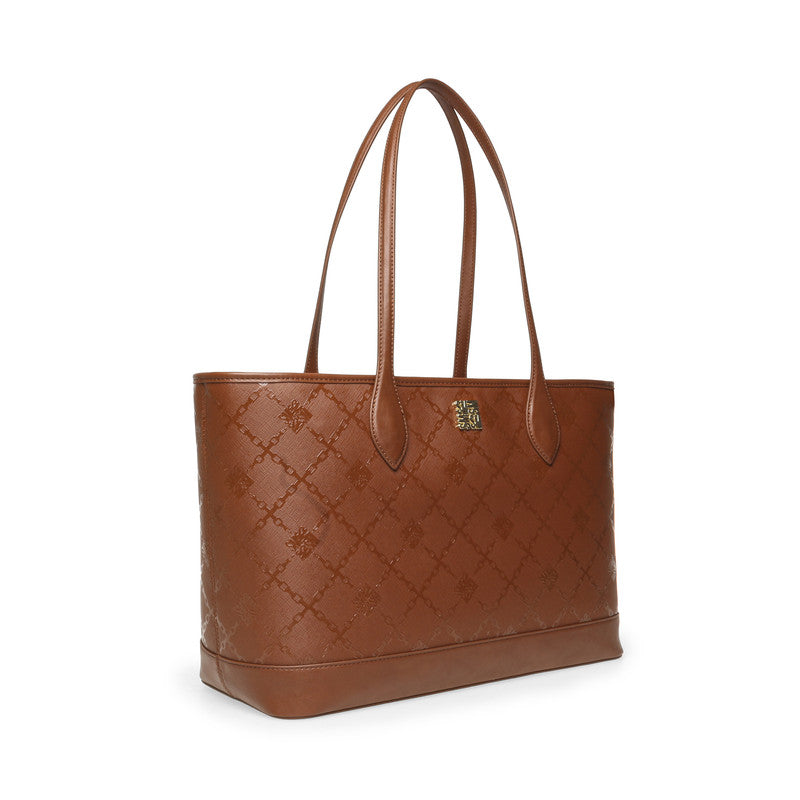 Steve Madden Btenure Women's Cognac Tote Bag - three-quarter view