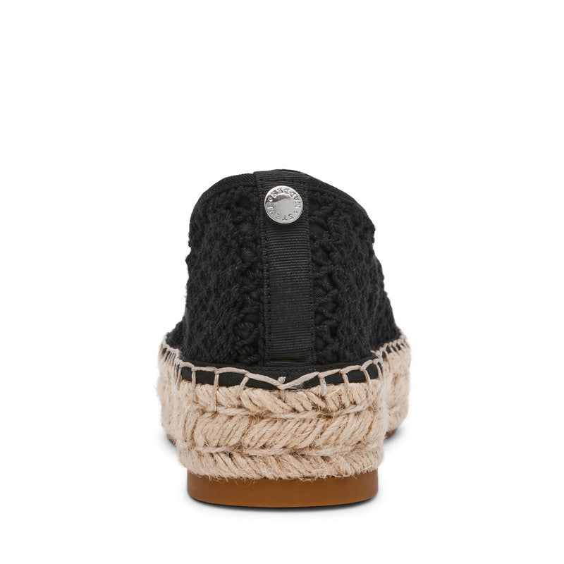Steve Madden Candi women's black flat sandals, angled view