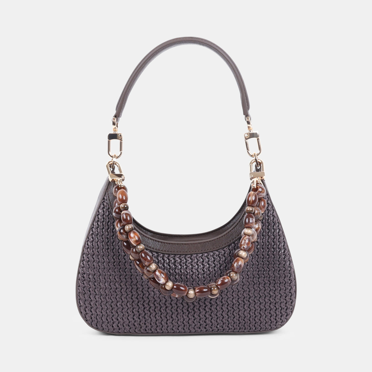 Dolce Vita Solen-R women's chocolate brown shoulder bag, front view