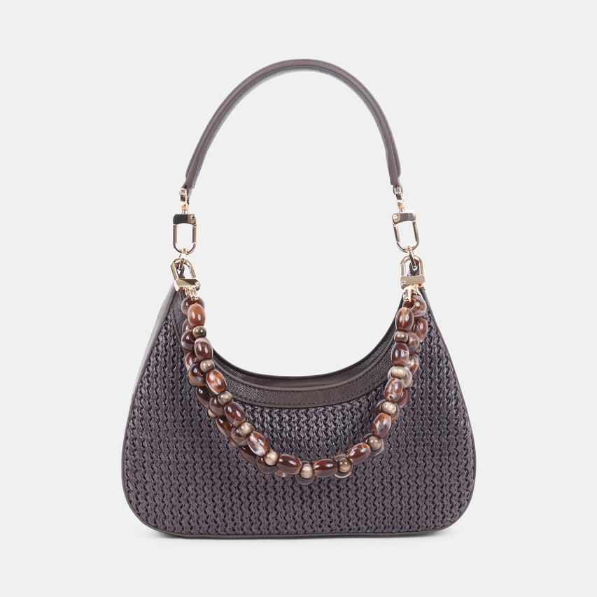 Dolce Vita Solen-R women's chocolate brown shoulder bag, front view