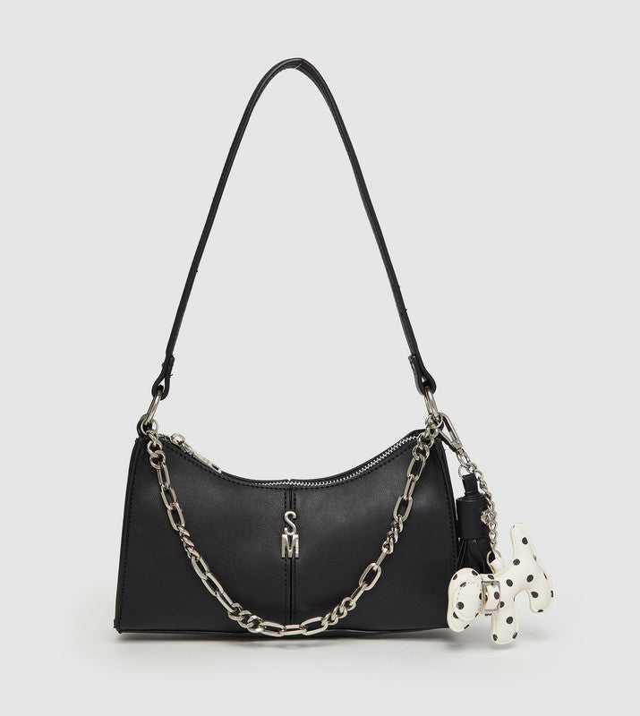 Bmika Smooth Black Women's Shoulder Bag — front view