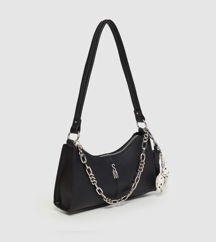 Bmika Smooth Black Women's Shoulder Bag — side view