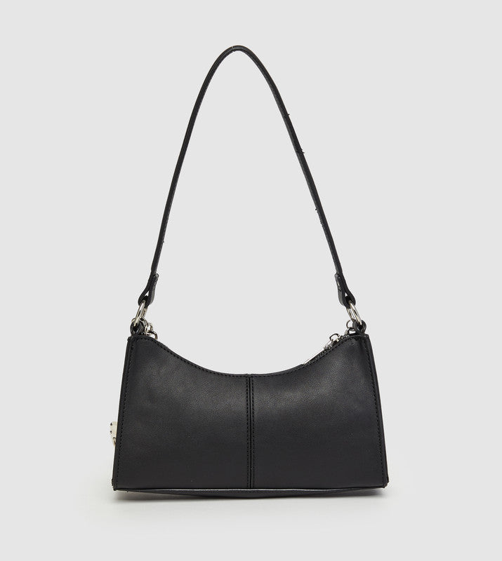Bmika Smooth Black Women's Shoulder Bag — detail view