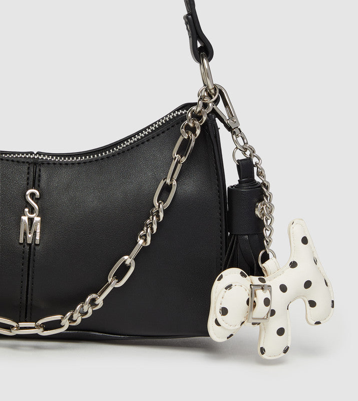 Bmika Smooth Black Women's Shoulder Bag — rear view