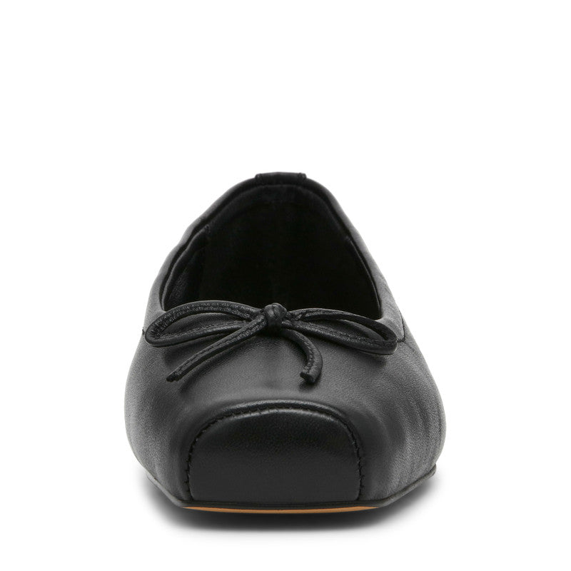 Steve Madden Eleve Women's Black Leather Ballet Flats - front view