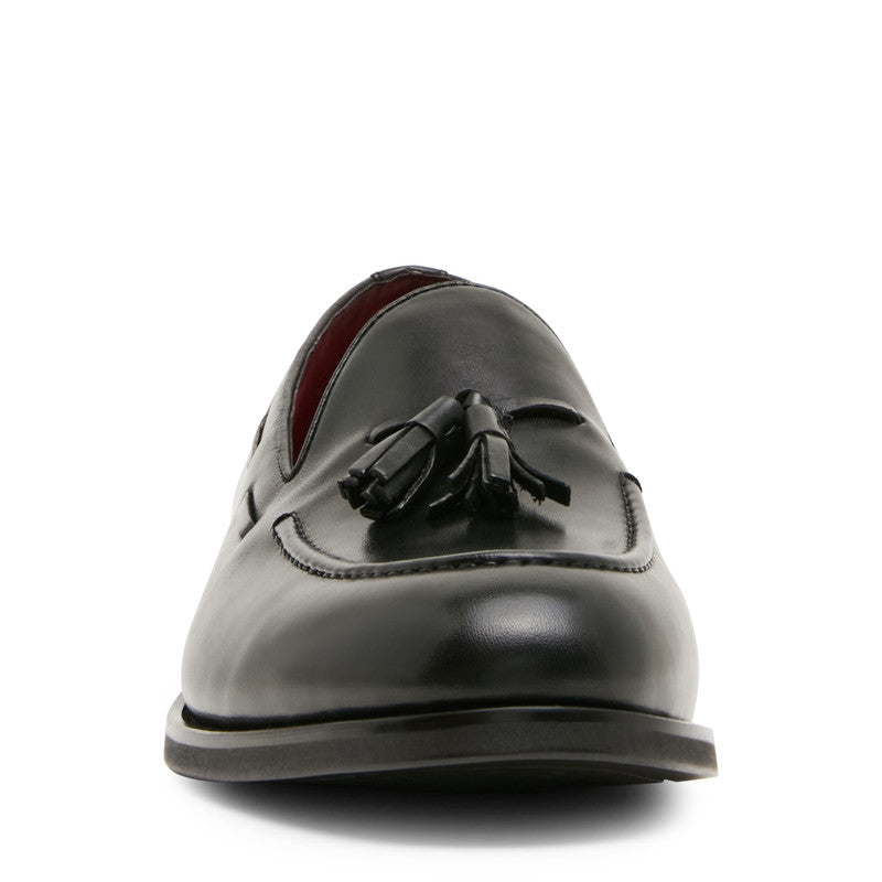 Steve Madden Elgin Men's Black Leather Loafers - front view