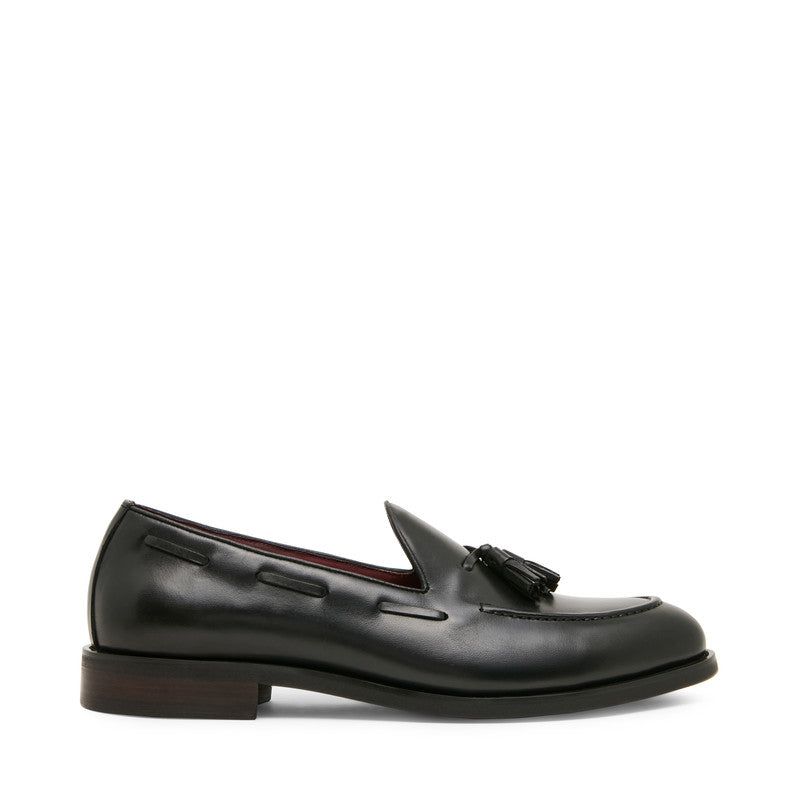 Steve Madden Elgin Men's Black Leather Loafers - outer side profile - view 3