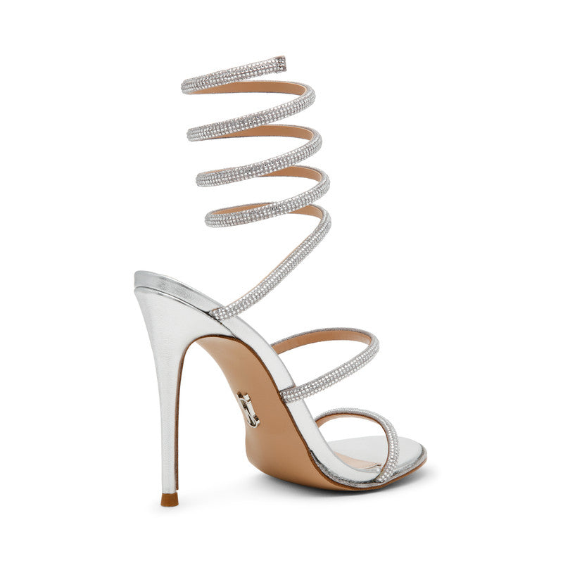 Steve Madden Exotica Women's Silver Heeled Sandals - side profile - view 2