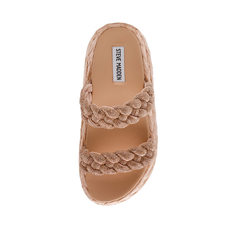 Steve Madden Gallie women's rose-gold flat sandals, sole view
