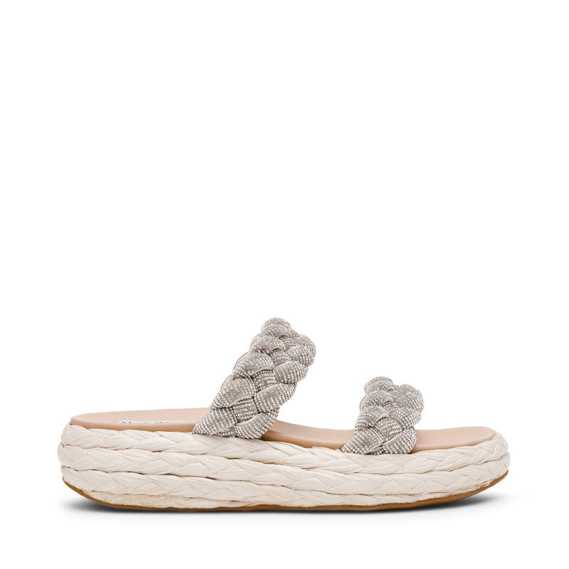 Steve Madden Gallie women's silver flat sandals, back view