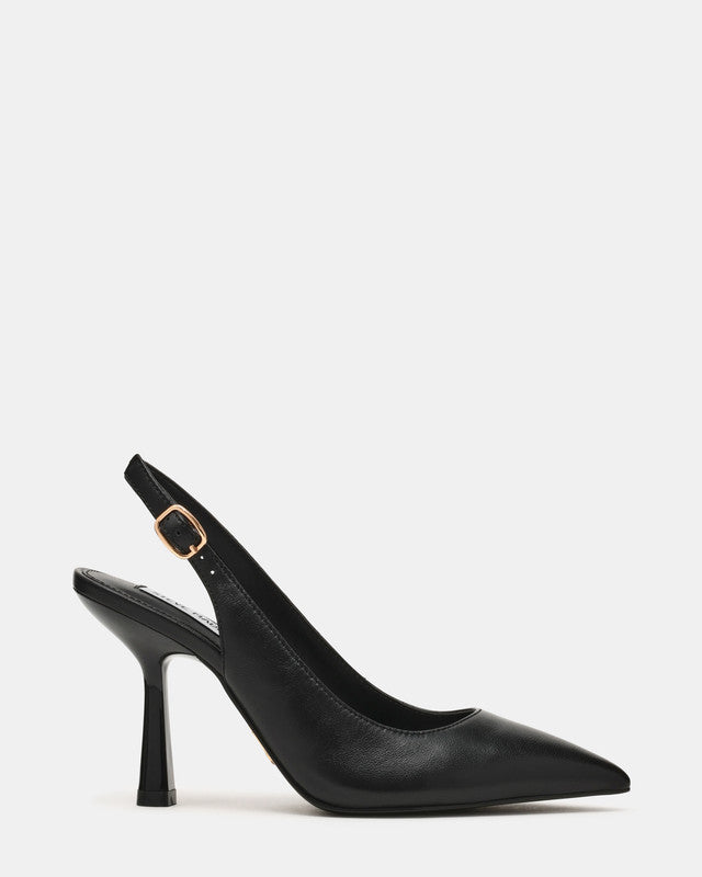 Steve Madden Juli Women's Black Leather Pumps - side profile
