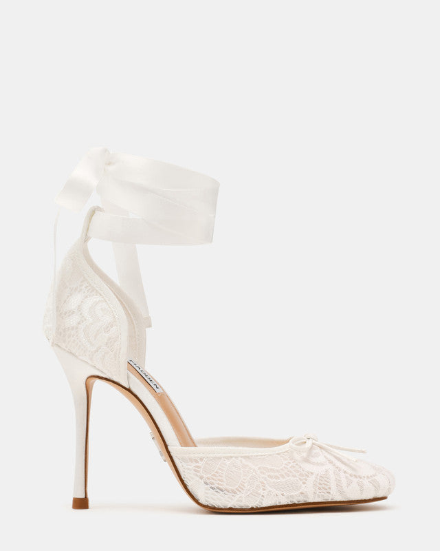 Steve Madden Larina Women's White Lace Pumps - side profile