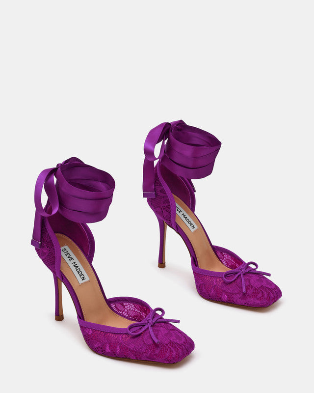 Steve Madden Larina Pul-pur Women's Purple Lace Pumps - pair view