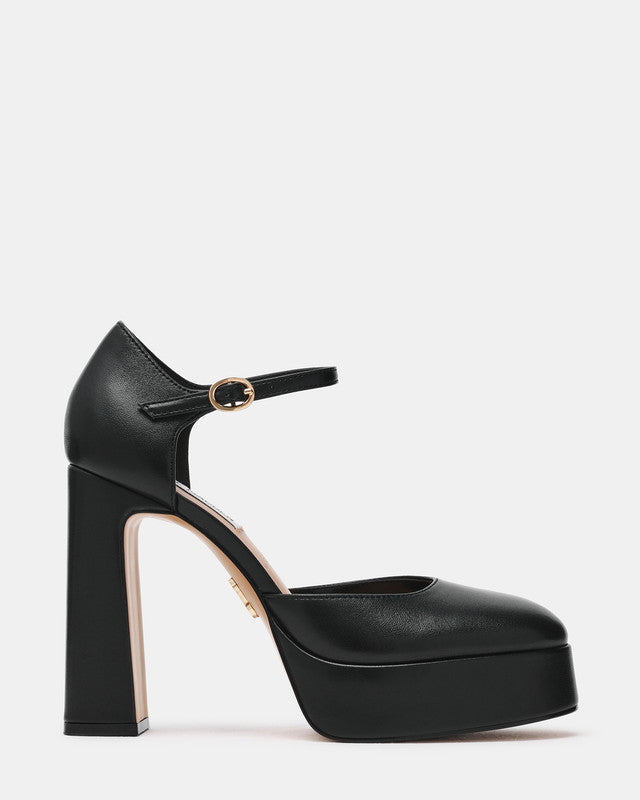 Steve Madden Lexie Women's Black Leather Pumps - side profile