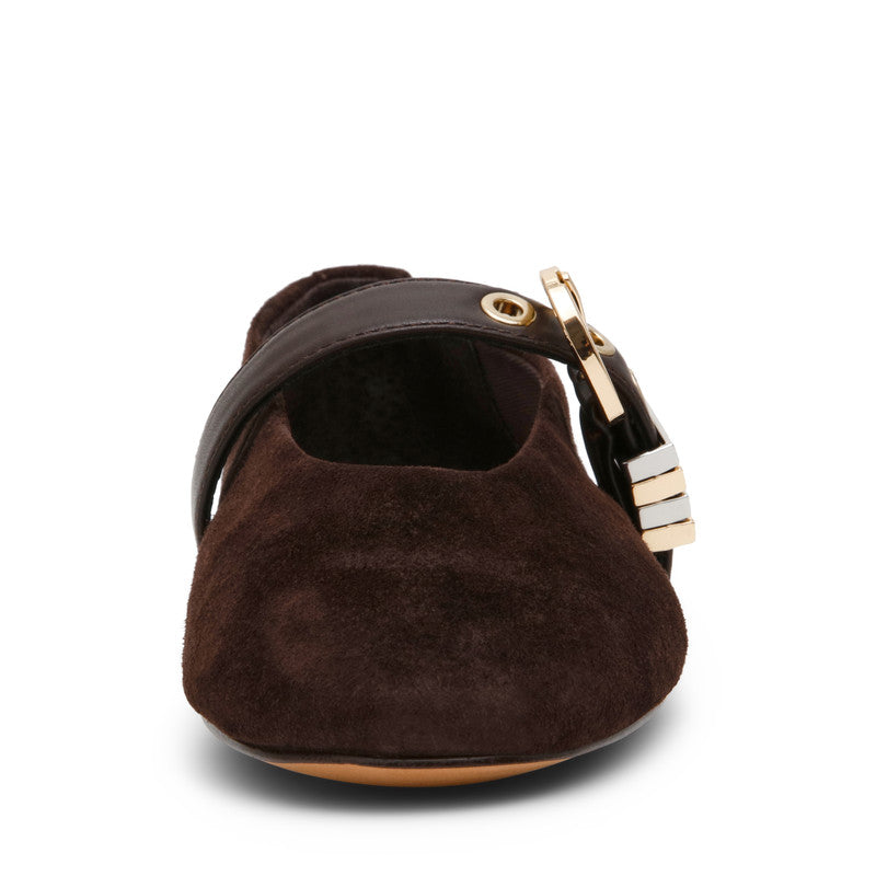 Steve Madden Lucia Women's Brown Suede Ballet Flats - front view
