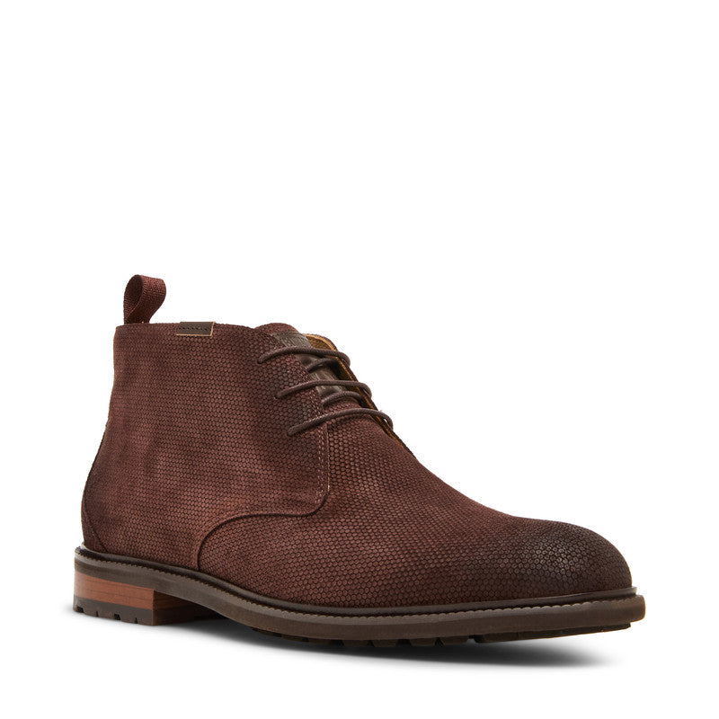 Steve Madden Maelix Men's Tan Suede Boots - front three-quarter view