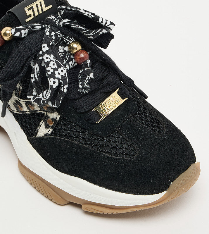 Steve Madden Maxfield women's black sneakers, back view