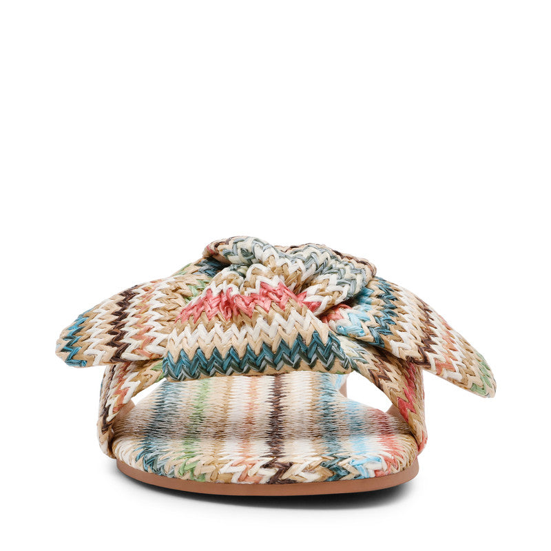Steve Madden Misha women's multicolour raffia flat sandals, angled view