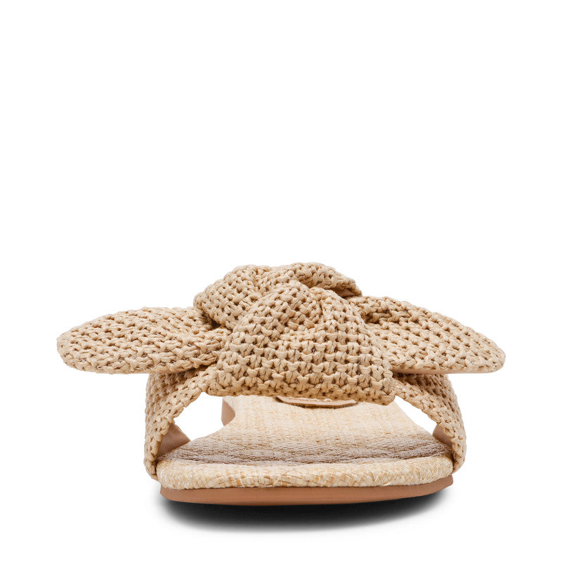 Steve Madden Misha women's natural raffia flat sandals, angled view