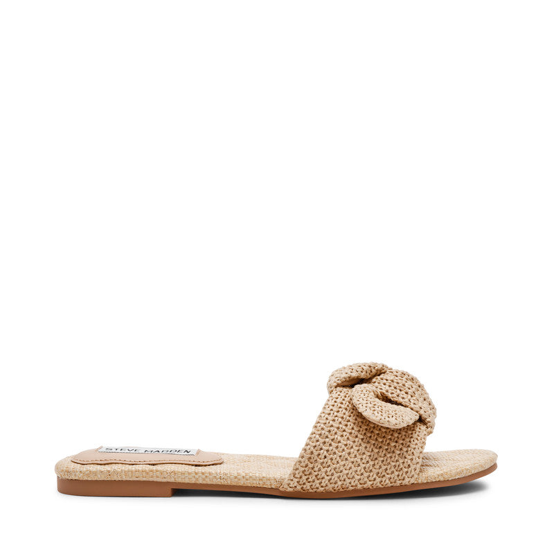 Steve Madden Misha women's natural raffia flat sandals, back view