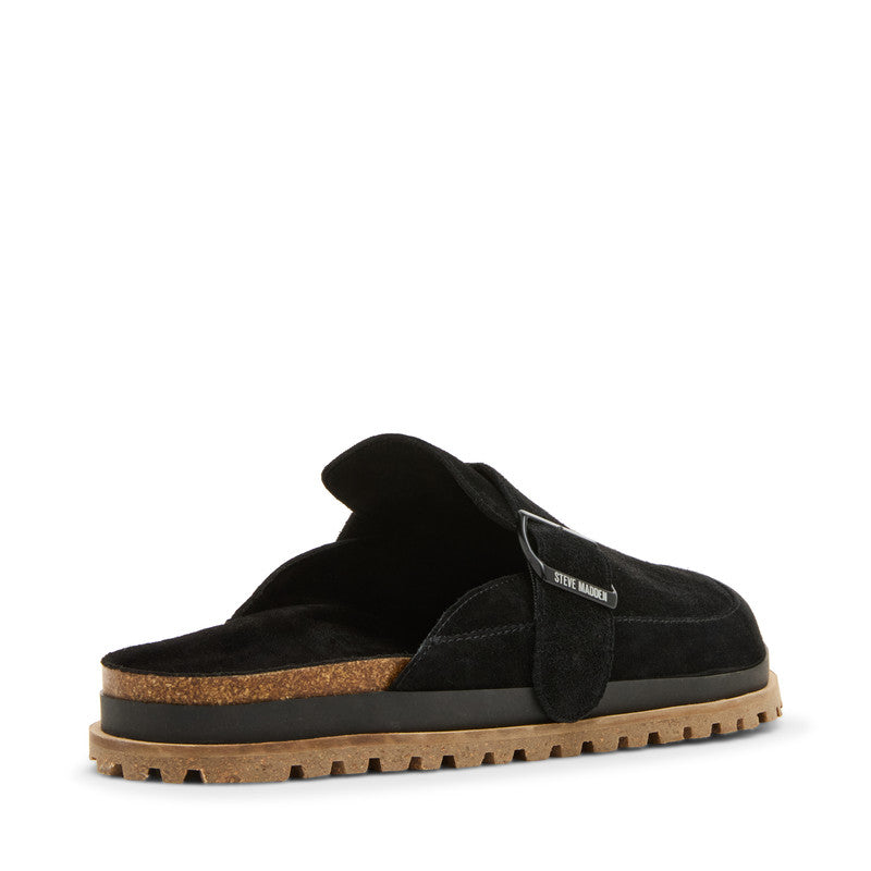 Steve Madden Odrik Men's Black Suede Sandals - rear three-quarter view