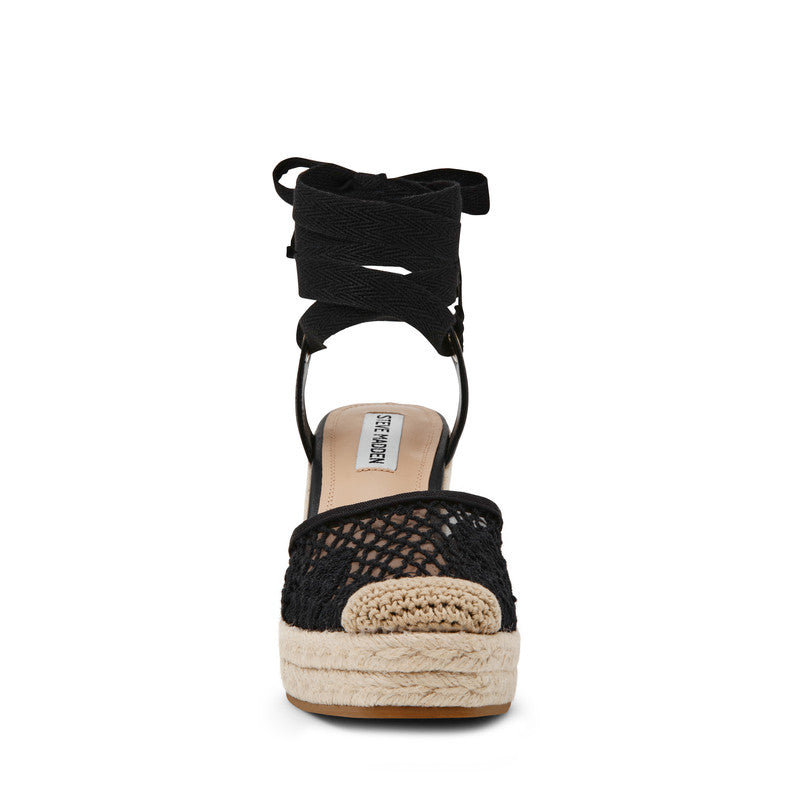 Steve Madden Osborn Black Women's Wedge Sandals with lace-up, straps and ties closure - view 4