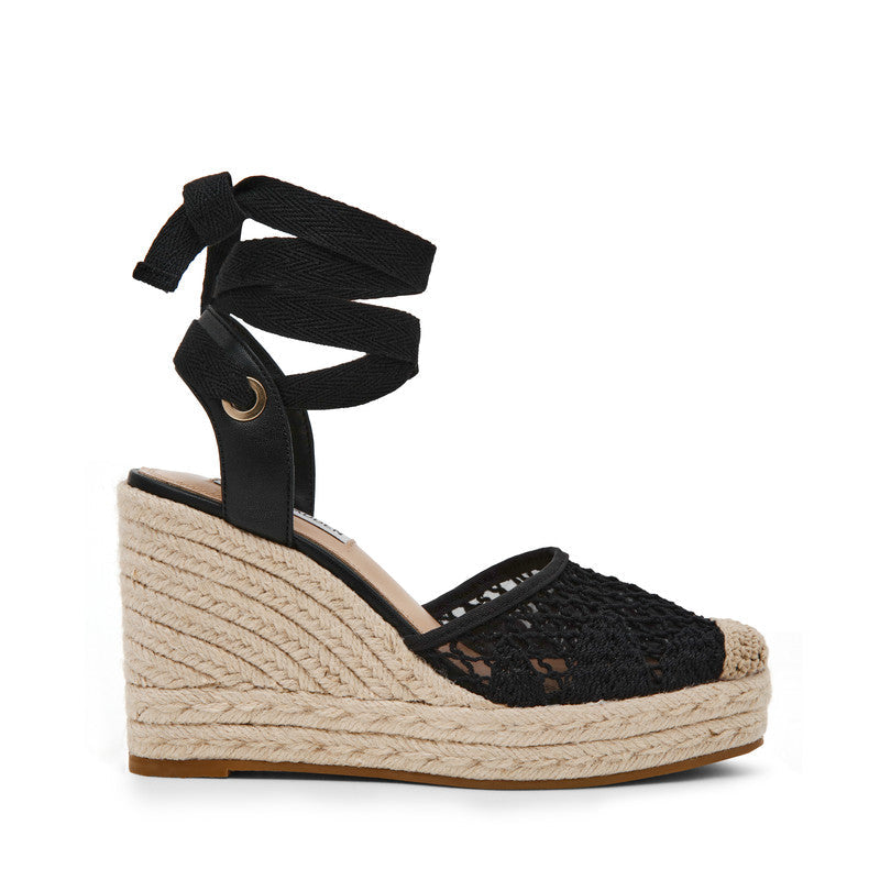 Steve Madden Osborn Black Women's Wedge Sandals with ankle strap design - view 5