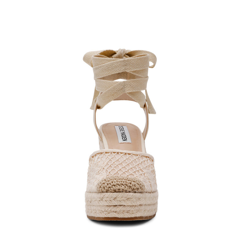 Steve Madden Osborn Light Brown Women's Wedge Sandals with lace-up straps with buckle details closure - view 4