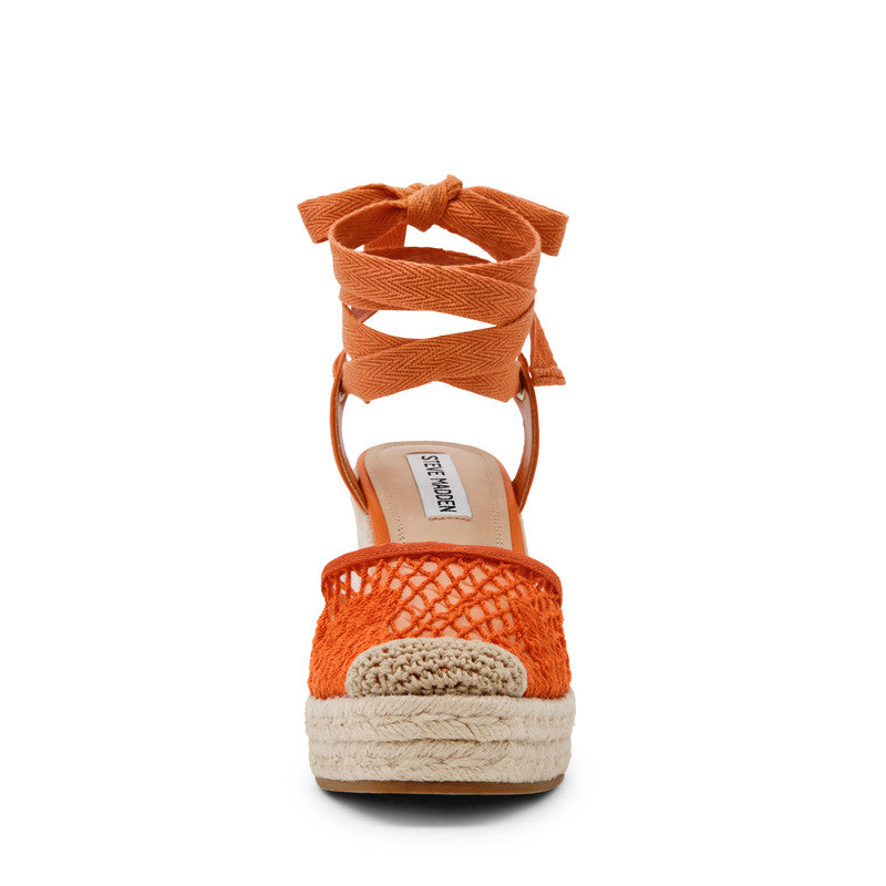 Steve Madden Osborn women's dark orange wedge sandals, angled view