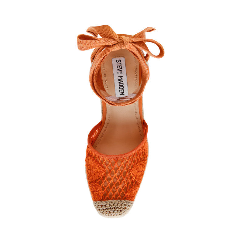Steve Madden Osborn women's dark orange wedge sandals, sole view