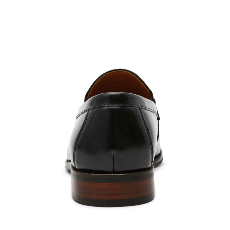Steve Madden Pontor men's black slip-on dress shoes, front view
