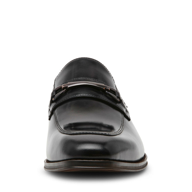Steve Madden Pontor men's black slip-on dress shoes, back view