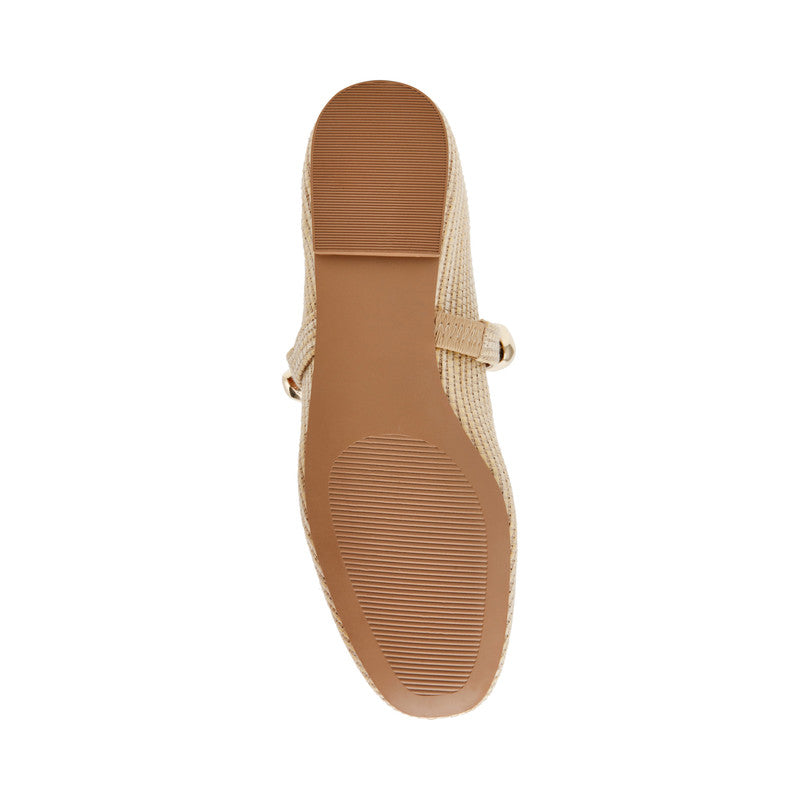 Steve Madden Poppin women's natural raffia ballet flats, front view