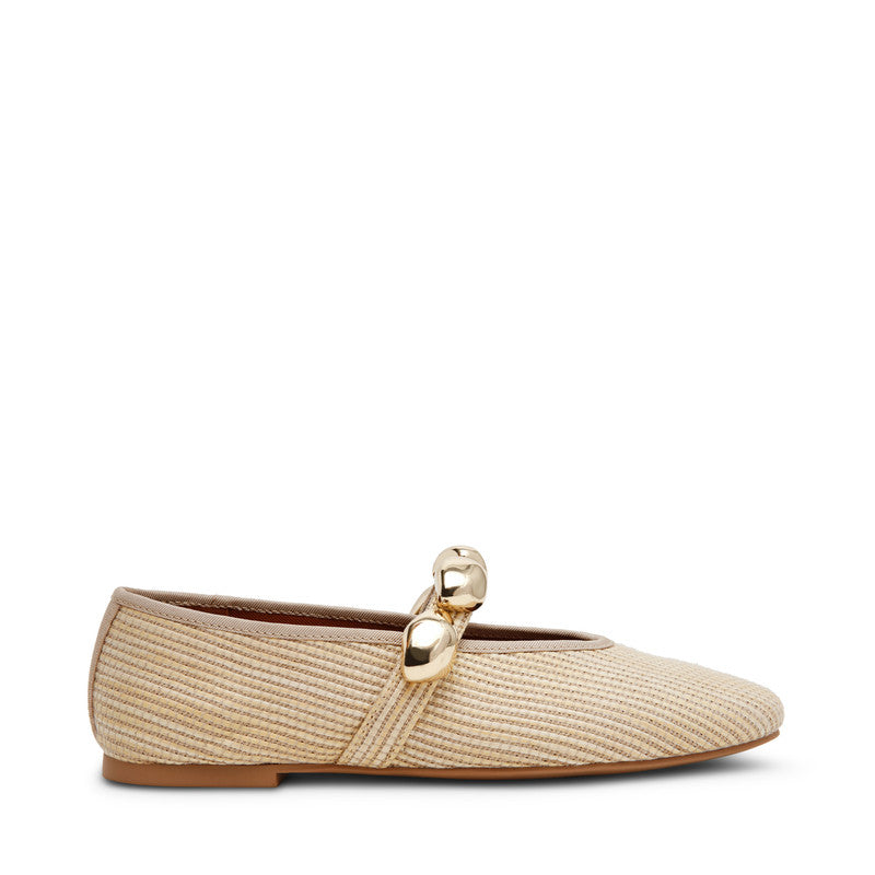 Steve Madden Poppin women's natural raffia ballet flats, back view
